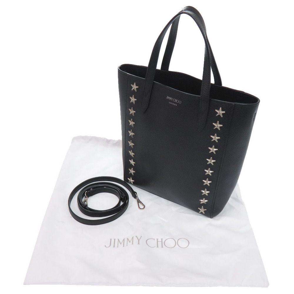 【美品】ジミーチュウ トートバッグ スタッズ ブラック 美品 ジミーチュウ 2WAY スタースタッズ ブリア レザー ブラック