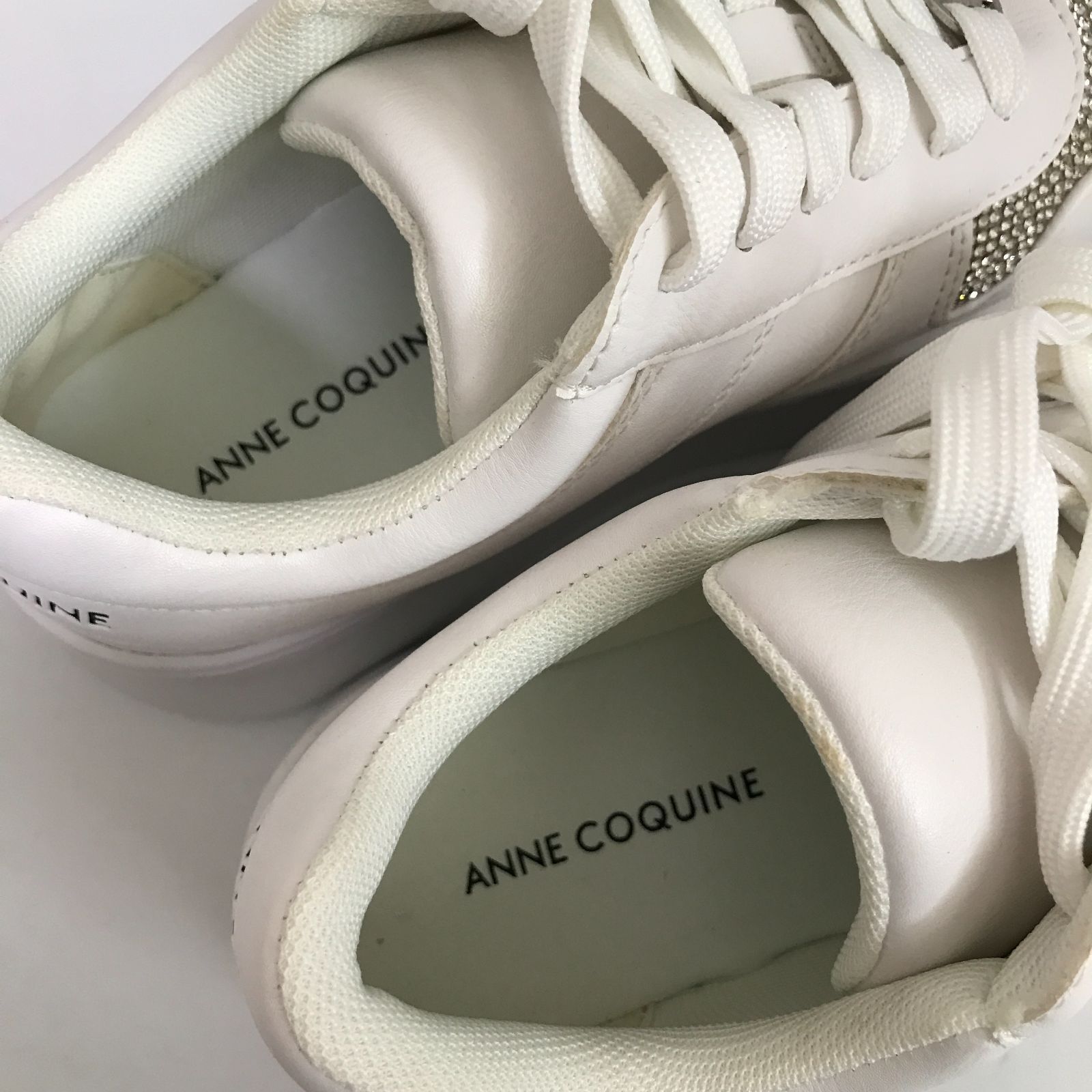 Anne Coquine 厚底スニーカー　キラキラホワイト Anne Coquine 厚底スニーカーシューレース2本入り アンコキーヌ