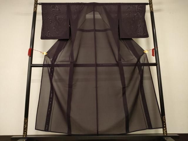 平和屋着物＊夏物 色無地 絽 黒紅色 正絹 AABC1865jd