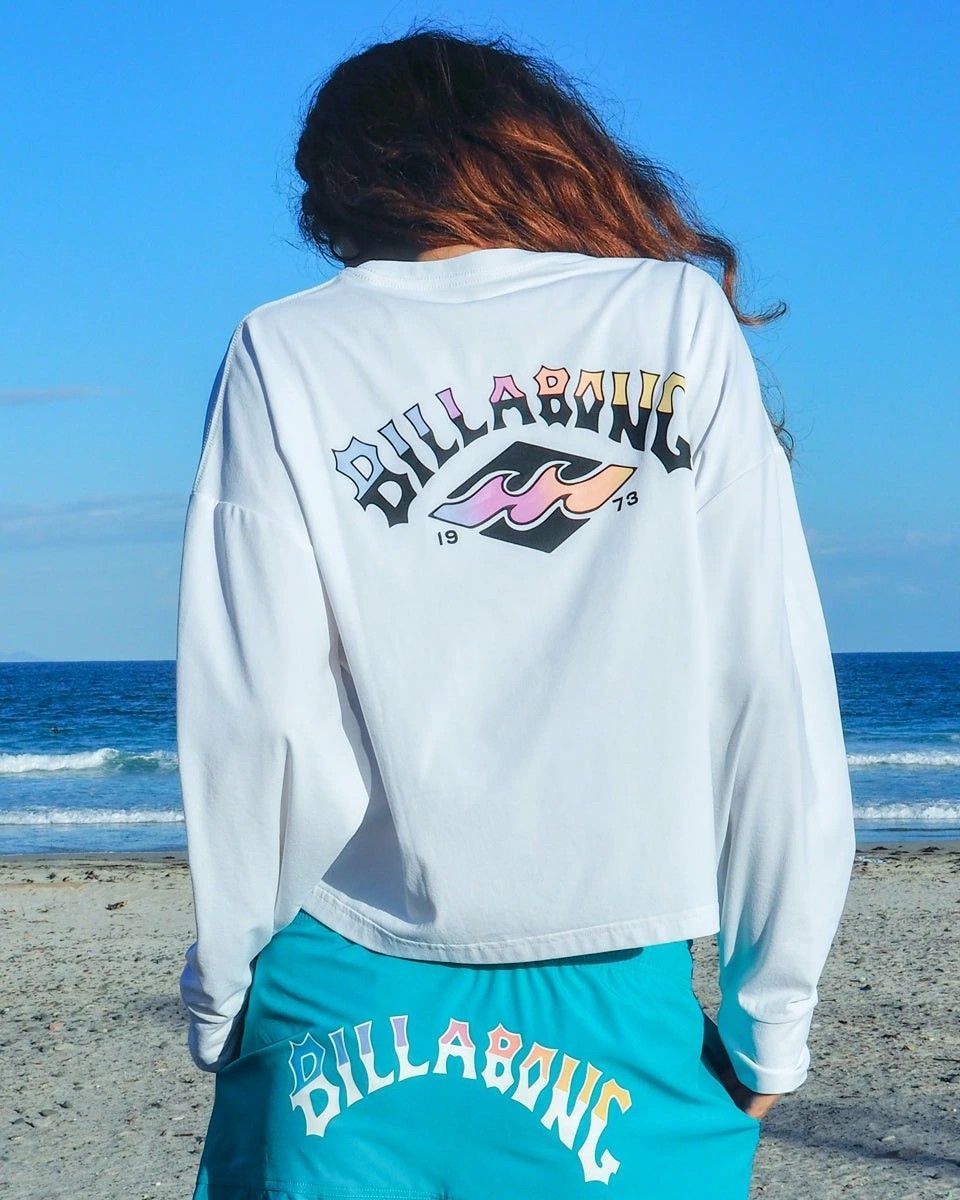 2025春夏 BILLABONG|ビラボン 水陸両用 MORFY SUNSET ARCH LS TEE RASH 長袖ラッシュガード WHT レディース BF013857