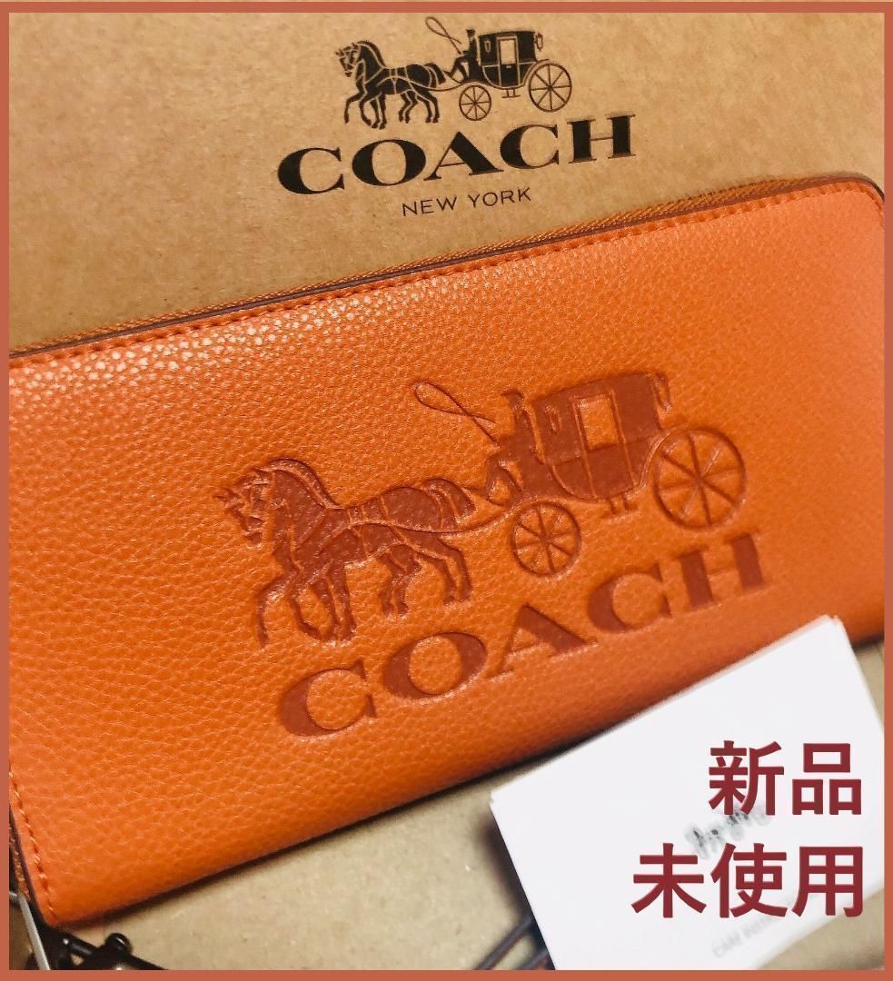 COACH 新品 ジンジャー 馬車 レディース コーチ 長財布 茶 財布 141