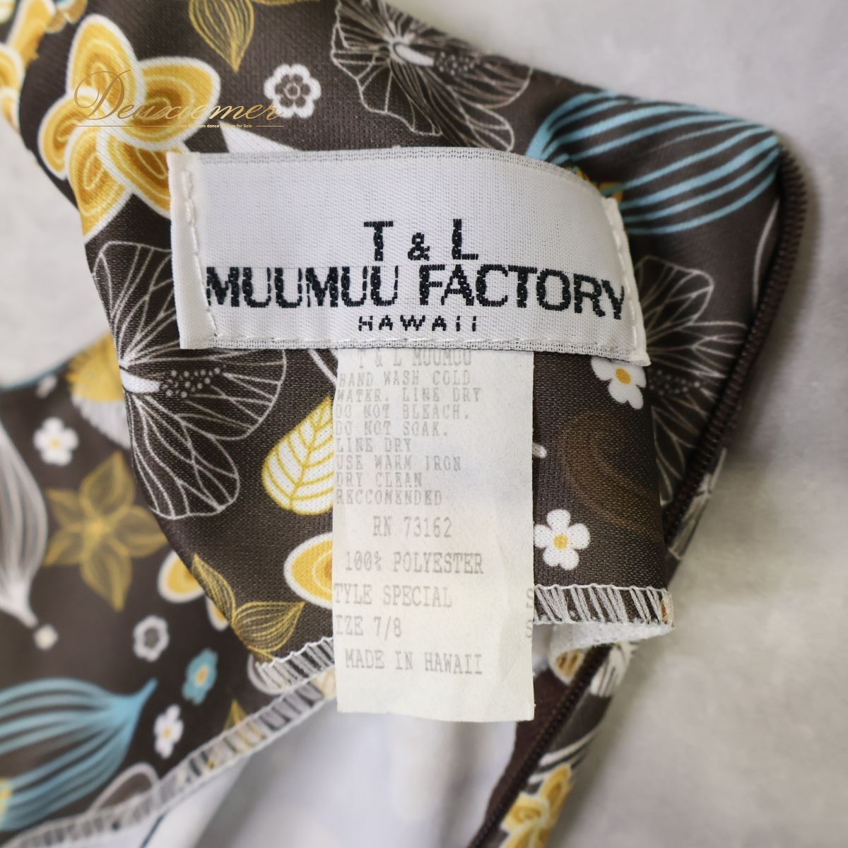 フラダンス 衣装 ワンピース ドレス T&amp;L MUUMUU FACTORY フラ ダンス ハワイ製 ハワイアン 花柄 アロハ ポップ 美品 茶 黄 水色 白 伸縮 ストレッチ ブラウン系 ホワイト系 イエロー系 ブルー系 フラダンス 衣装 ワンピース ドレス T&L MUUMUU FACTORY フラ