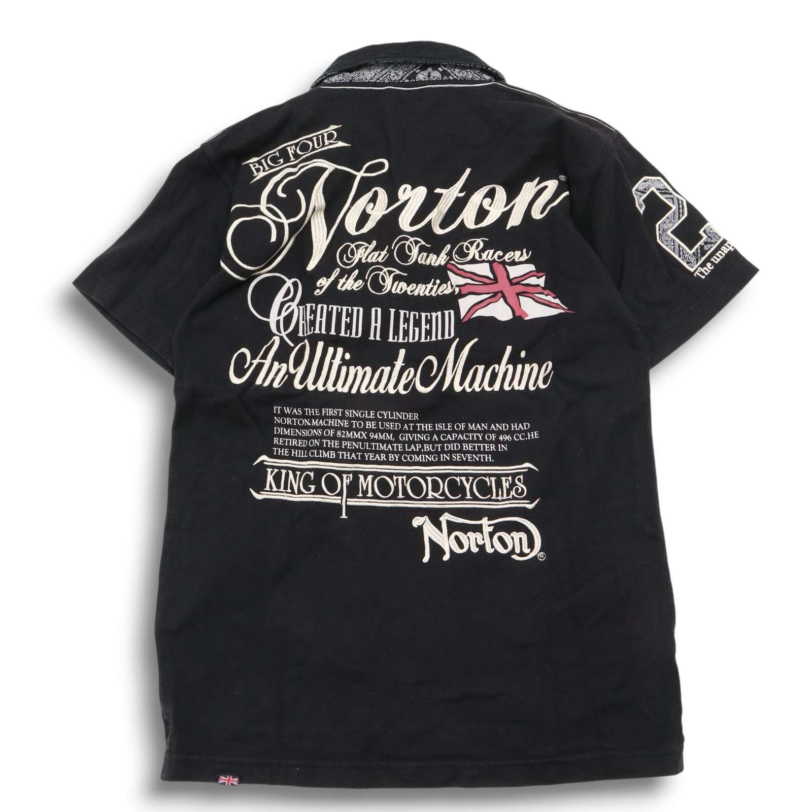 Norton ノートン　半袖　ポロシャツ　バイカー　刺繍デカロゴ　ストレッチ　M Norton 刺繍 半袖 ポロシャツ Norton ノートン 半袖 ポロシャツ