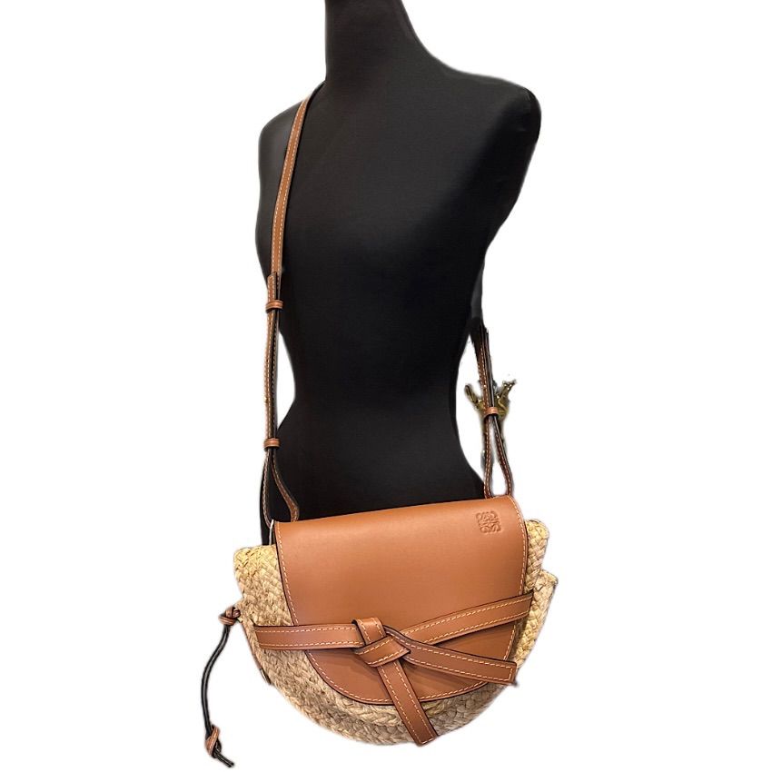 LOEWE ロエベ ゲート スモール レザー ラフィア ショルダー