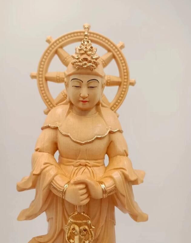 人気品上質仏像 妙見菩薩 立像 乗亀像 北辰妙見菩薩木彫仏像 木彫り総高38cm 原木