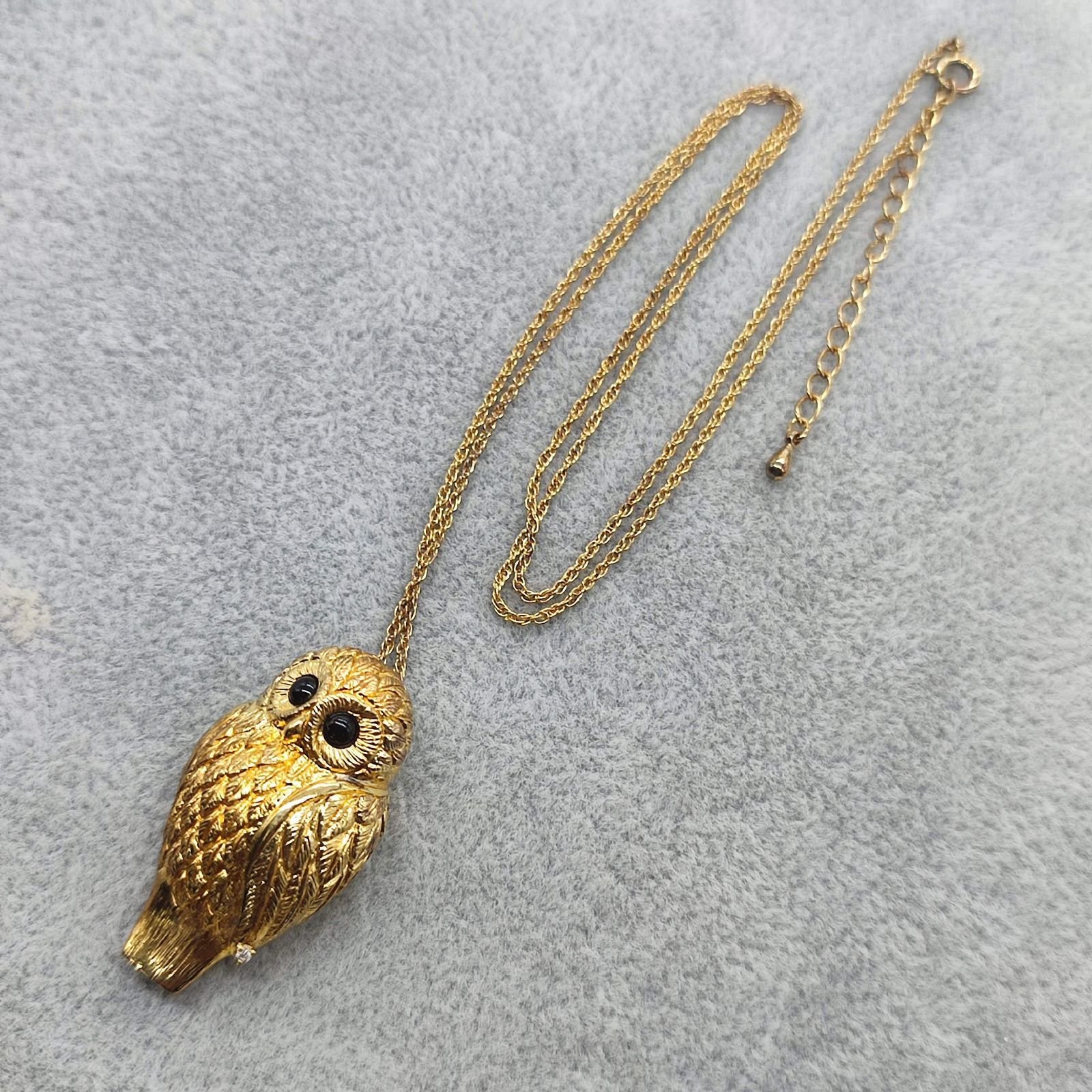 IEI 一粒ダイヤ付きフクロウホイッスルペンダント オニキス 笛 0.01ct 