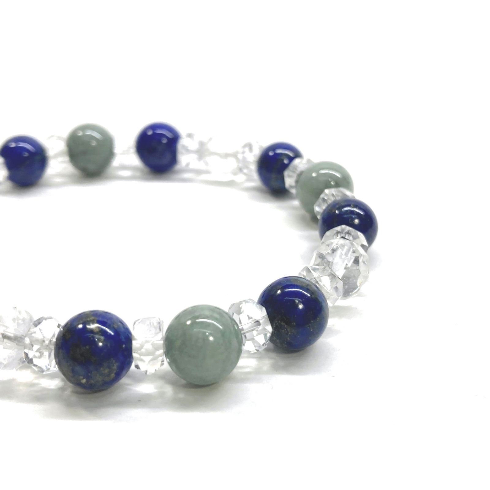 水晶 ラピスラズリ ビルマ翡翠 天然石 パワーストーンブレスレット 8mm