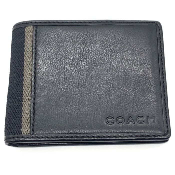 COACH コーチ レザー二つ折り財布 札・カード入れ ブラック
