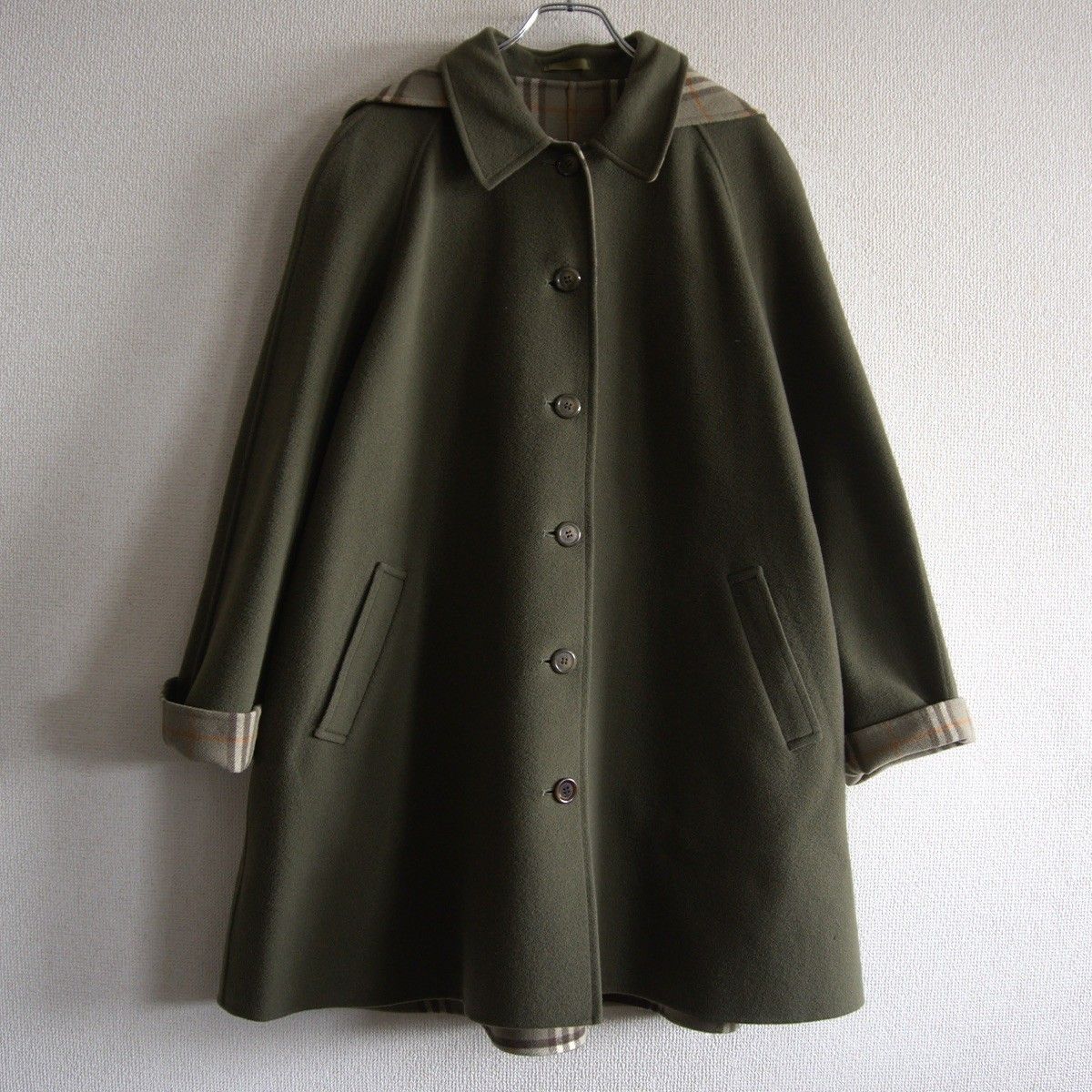 雰囲気抜群 BURBERRYS ウール カシミヤ フーデット コート ノバチェック バーバリーズ 25100273