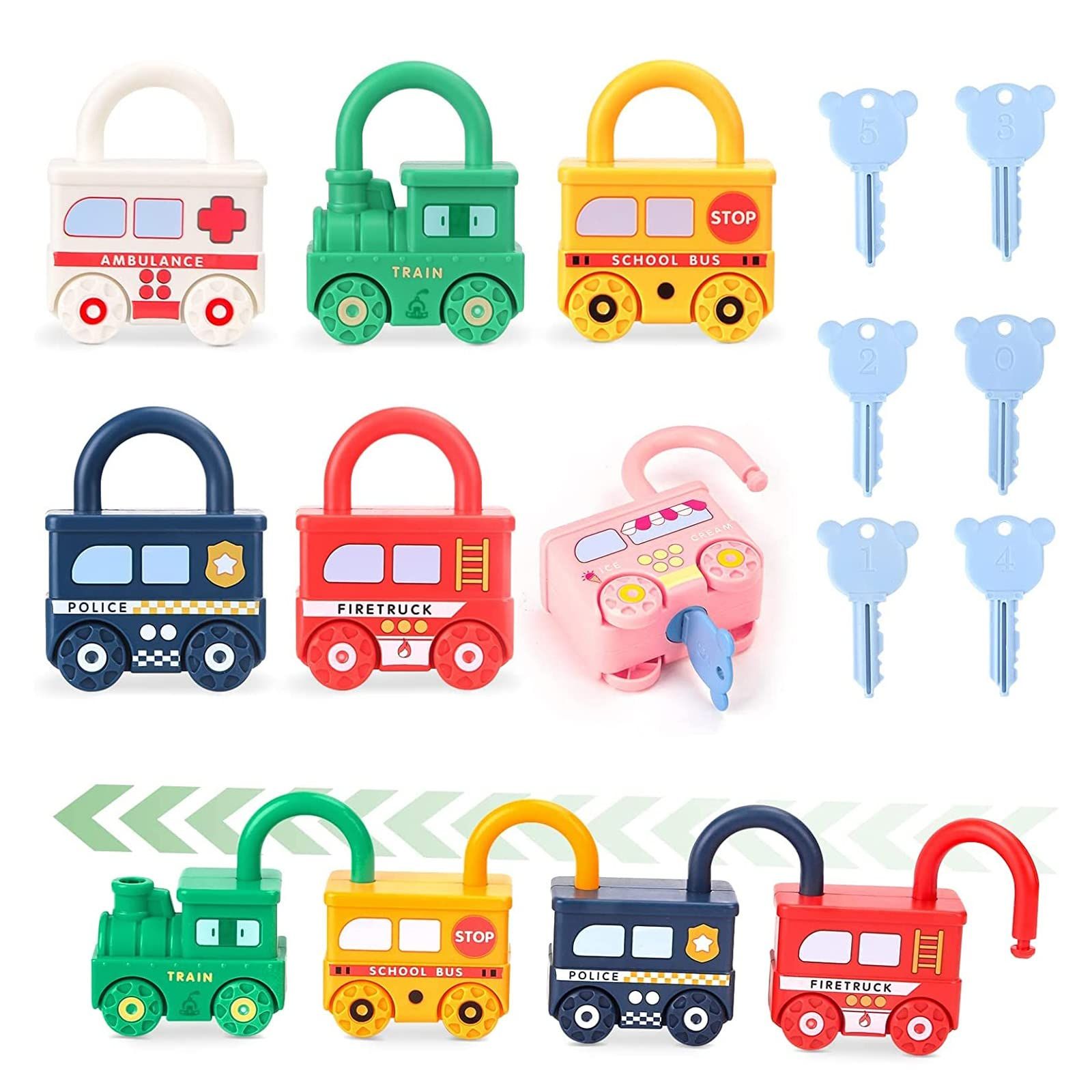 TOMMYFIELD 玩具 車 おもちゃ 子ども モンテッソーリ 鍵付き 子供 6個 [乗り物]