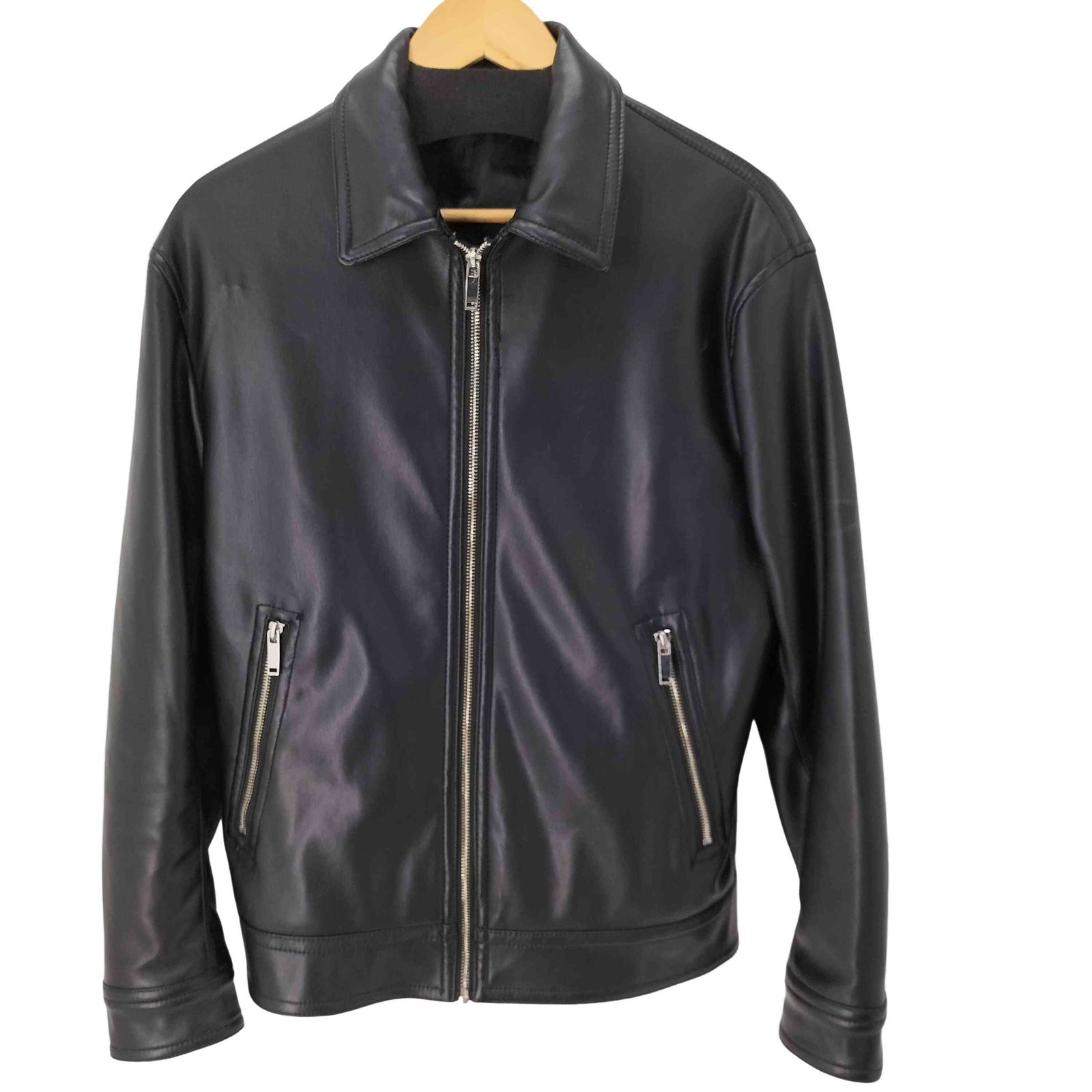 ザラ ZARA レザージップアップブルゾン メンズ import：M - メルカリ