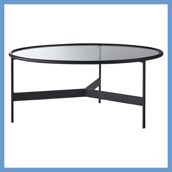 ガラステーブル ラウンド ＬＬ ブラックアイアンフレーム W75×D75×H33cm No.242