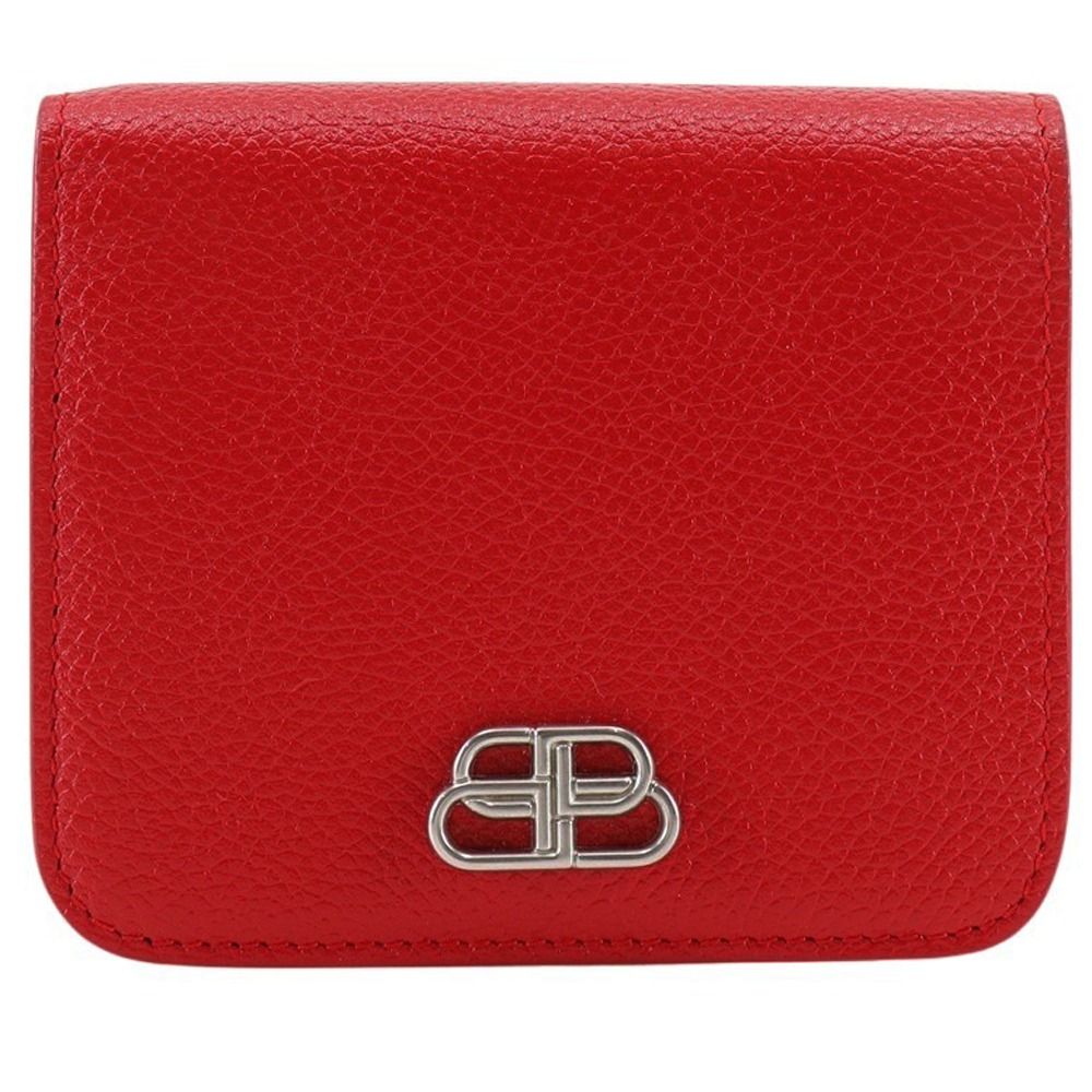 BALENCIAGA バレンシアガ BBロゴ 601474 レザー 赤 レディース 二つ折り財布