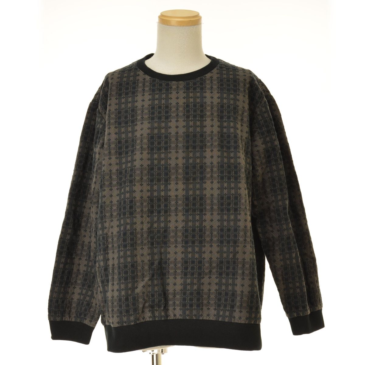【KUON】20AW 2002-SH0107 Pullover Shirt 刺し子織プルオーバーシャツ長袖スウェット KUON】20AW 2002-SH0107 Pullover Shirt 刺し子織プルオーバーシャツ