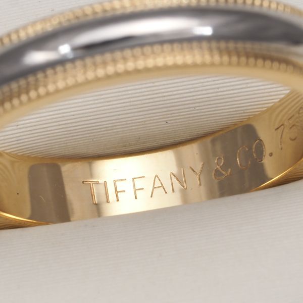 ティファニー リング トゥギャザー ミルグレイン 3.5mm 7.5号 K18YG  