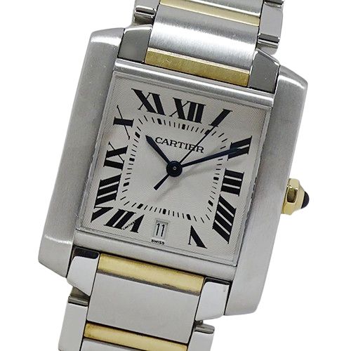 カルティエ Cartier 時計 メンズ ブランド タンクフランセーズ LM デイト 自動巻き AT ステンレス SS ゴールド YG W51005Q4 コンビ 磨き済み 【中古】