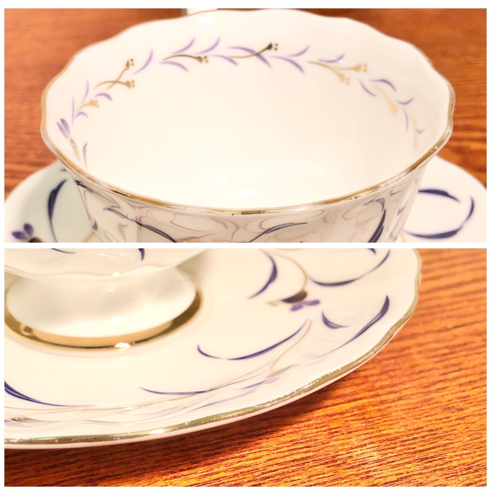 ◉yamaka◉INTERNATIONAL JAPAN◉Bone China◉カップ＆ソーサー ×２客◉ペア◉ティーカップ◉ツユクサ◉陶磁器◉山加商店◉日本製◉  - メルカリ