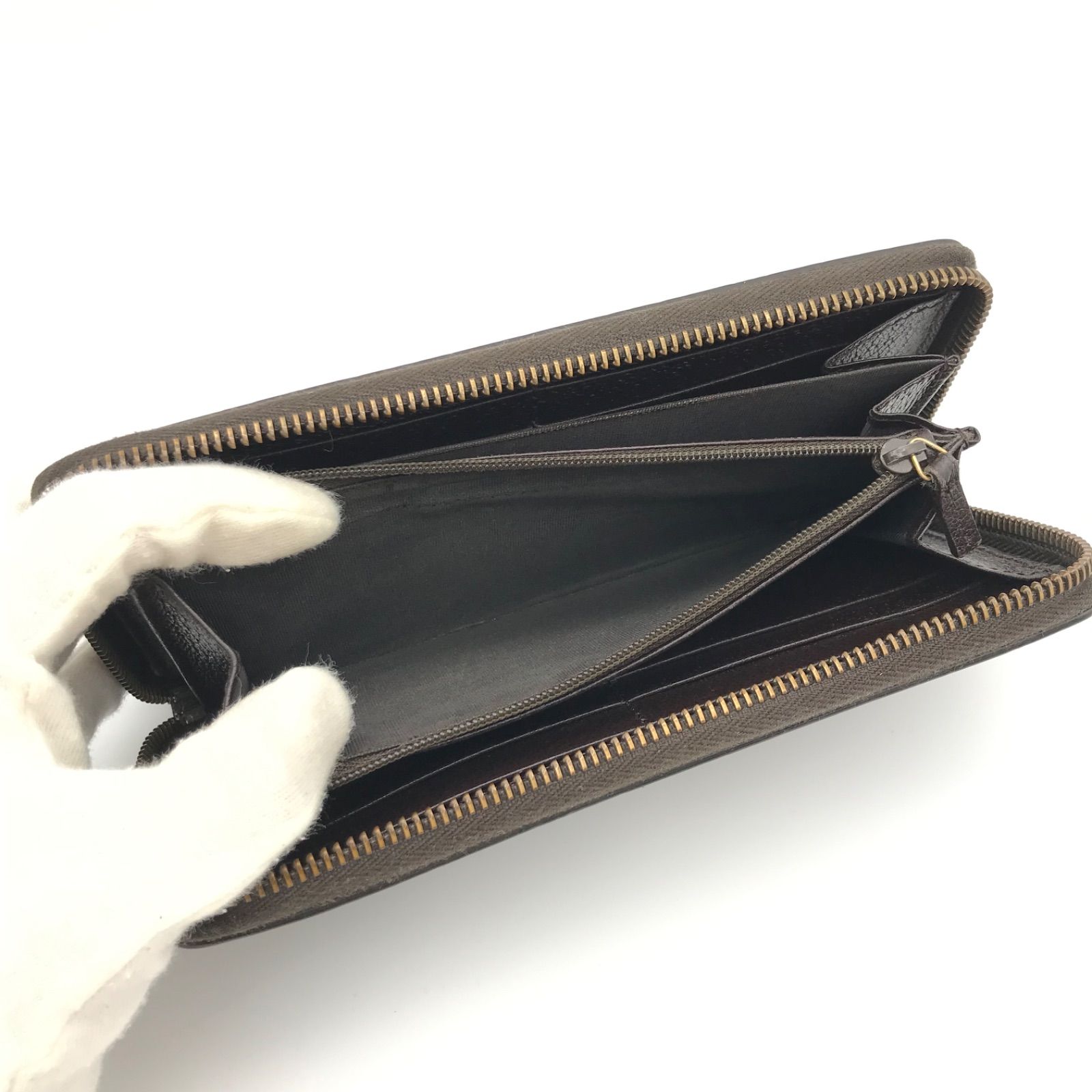 新品同様　グッチ財布　グッチ長財布　グッチggマーモント レザー　ダークブラウン 新品同様 グッチ財布 グッチ長財布 グッチggマーモント レザー ダーク