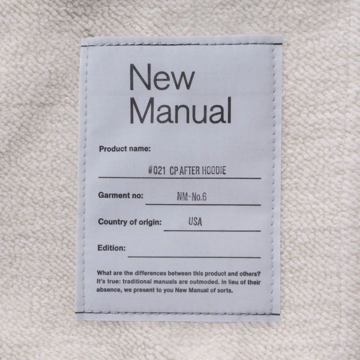 New Manual｜ニューマニュアル #021 CP AFTER HOODIE ONE-WASHED