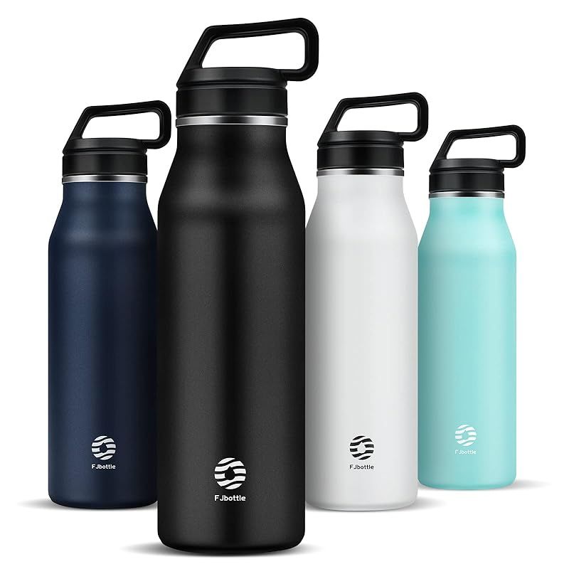 FJbottle 水筒 1.2リットル 真空断熱 保温保冷 ステンレスボトル 直飲み シンプル おしゃれ 軽量 魔法瓶 職場 通勤 トレッキング 部活 外仕事 ゴルフ ホットヨガ 水分補給 洗浄用スポンジ付き 男の子 女の子 大人 子供 ブラック 0