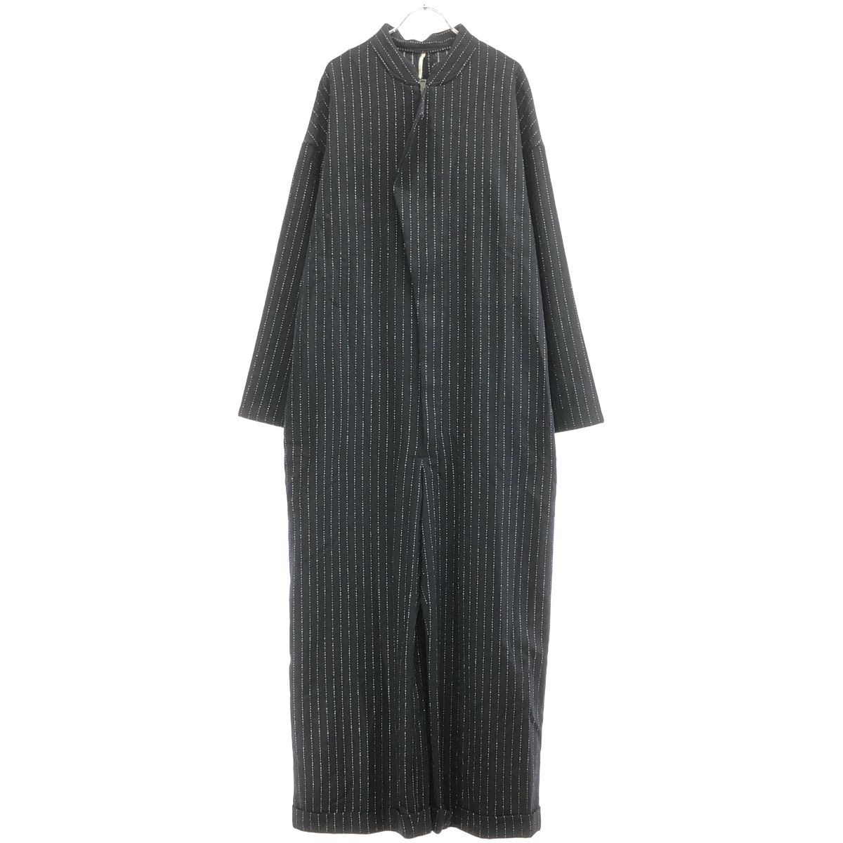 m s braque エムズブラック 24AW FLY FRONT JUMPSUIT ストライプジャンプスーツ ネイビー ML