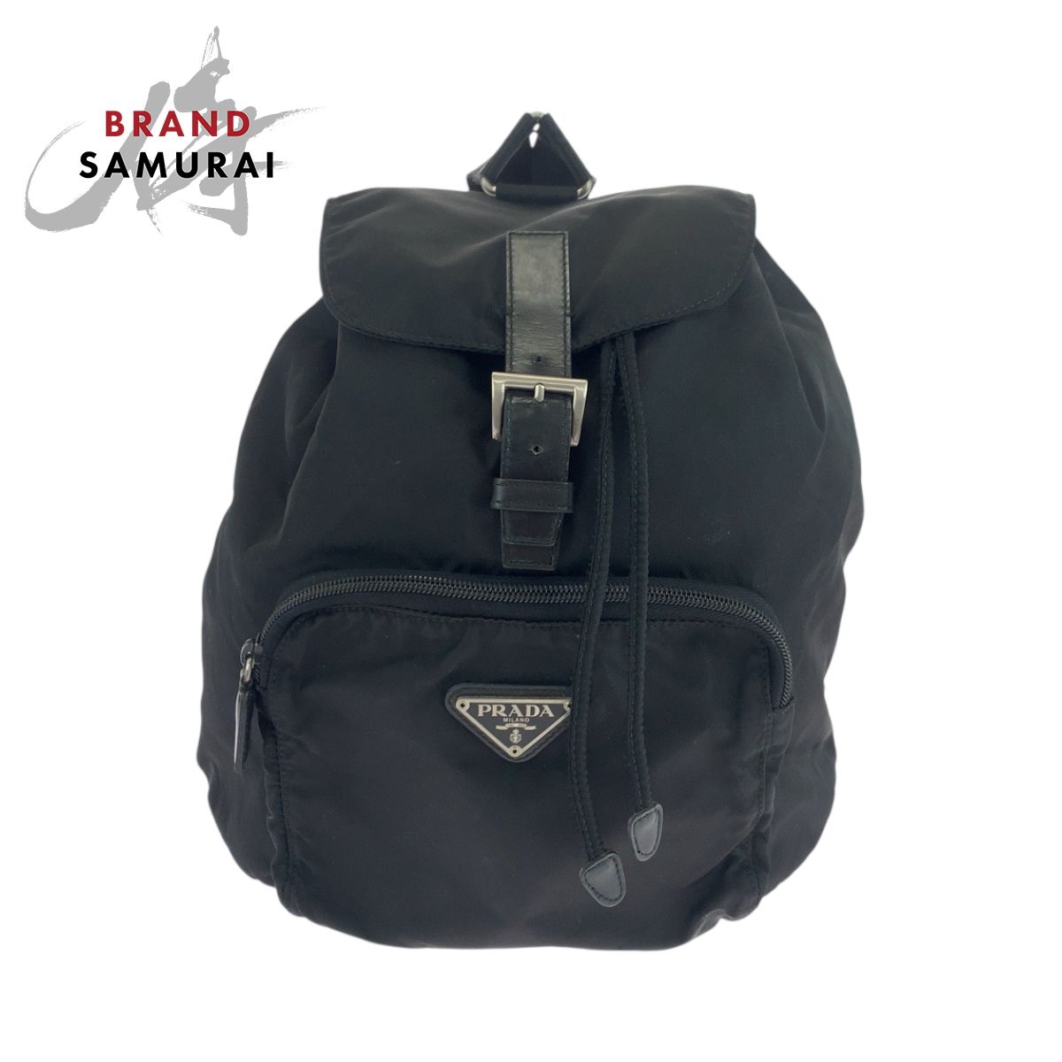 PRADA プラダ テスート 三角ロゴプレート ブラック 黒 シルバー金具 ナイロン リュックサック バックパック レディース 503041