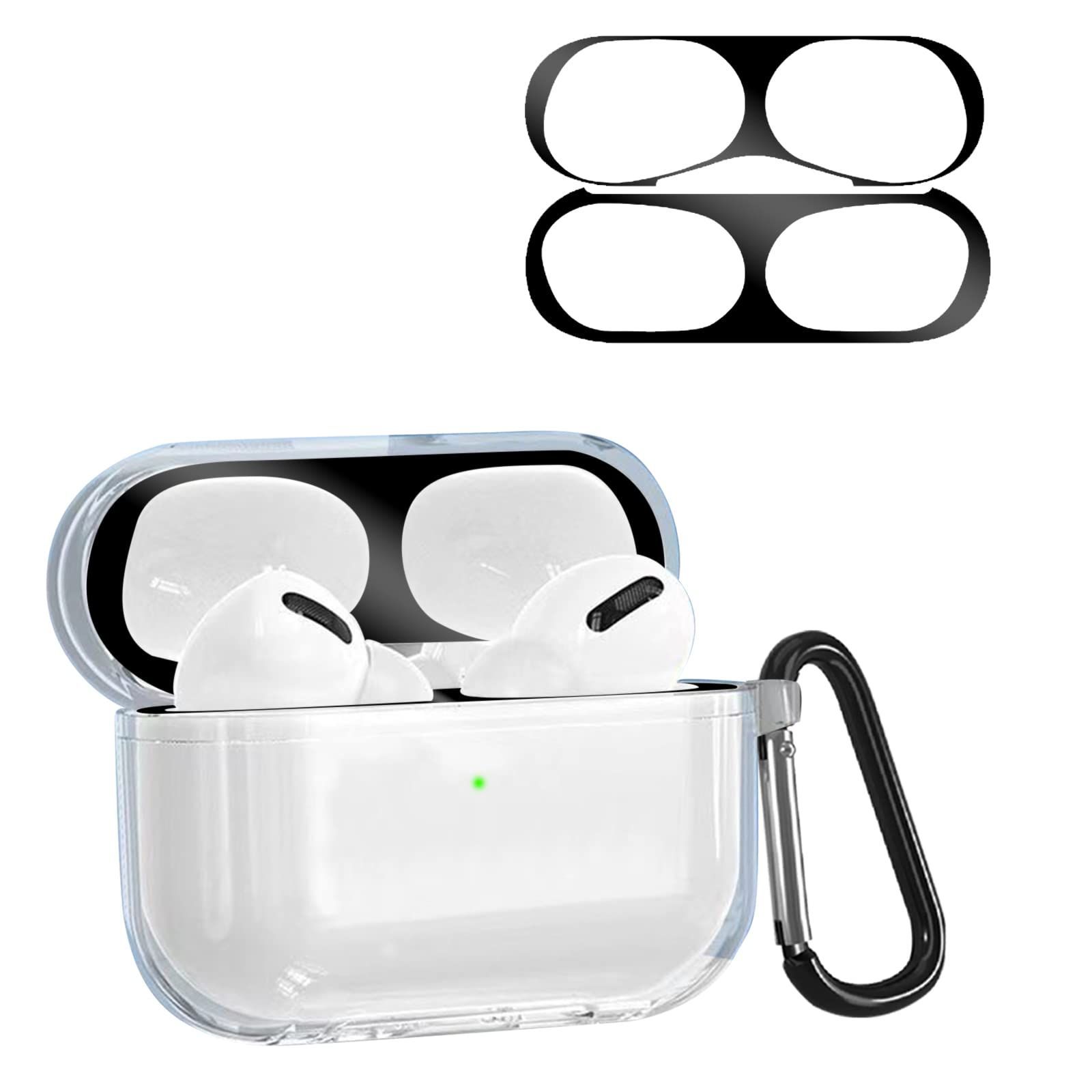 品質保証，新作 【在庫処分】用 ケース【シルバー ダストガード付き】AirPods Pro2 ソフトTPU素材 Pro2 ケース 分離式 防塵 耐衝撃 AirPods 全面保護カバー アップルイヤホン 保護ケース カラビナ付き CABOBE AirPods Pro 応募券