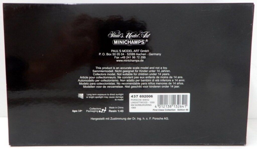 PMA 1|43MINICHAMPS ポルシェ 908|02 スパイダー LINS|ATTWOOD 1000KM ニュルブルクリング 1969