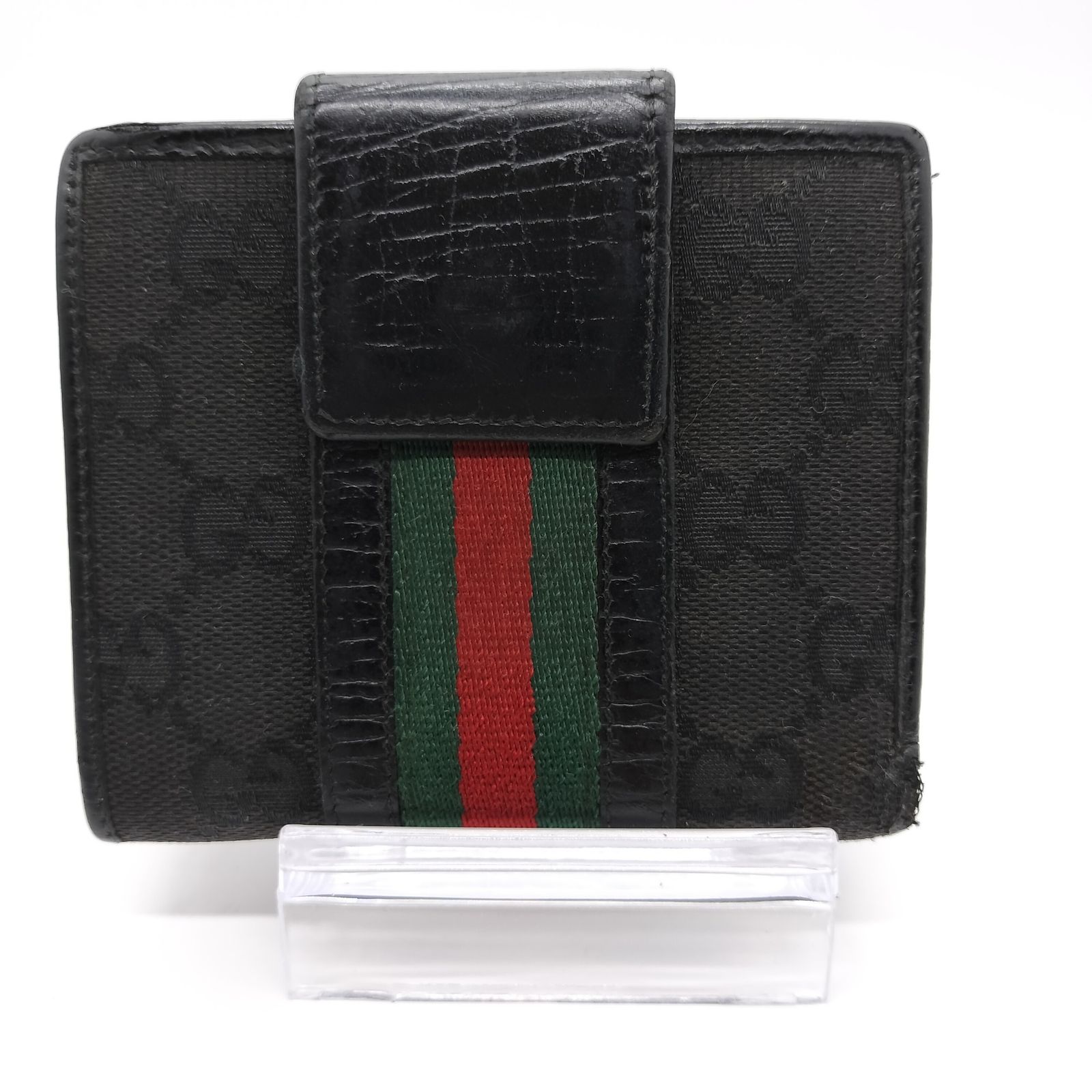 本日限定　美品 GUCCI グッチ　二つ折り　シェリーライン　キャンバス　黒 楽天市場】【バッグ】GUCCI グッチ GGキャンバス シェリーライン