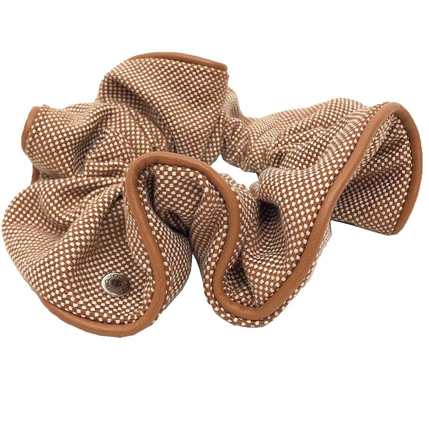 HERMES エルメス シュシュ クラウディア プラン エア ヘア H241029G 37TU CHOUCHOU CLAUDIA ゴールド キャメルブラウン ヘア 新古品 aq12161 DECORATOM_COM_BR