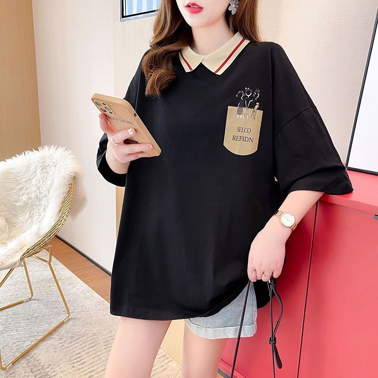 Tシャツ レディース ロング丈 ロングTシャツ 半袖 五分袖