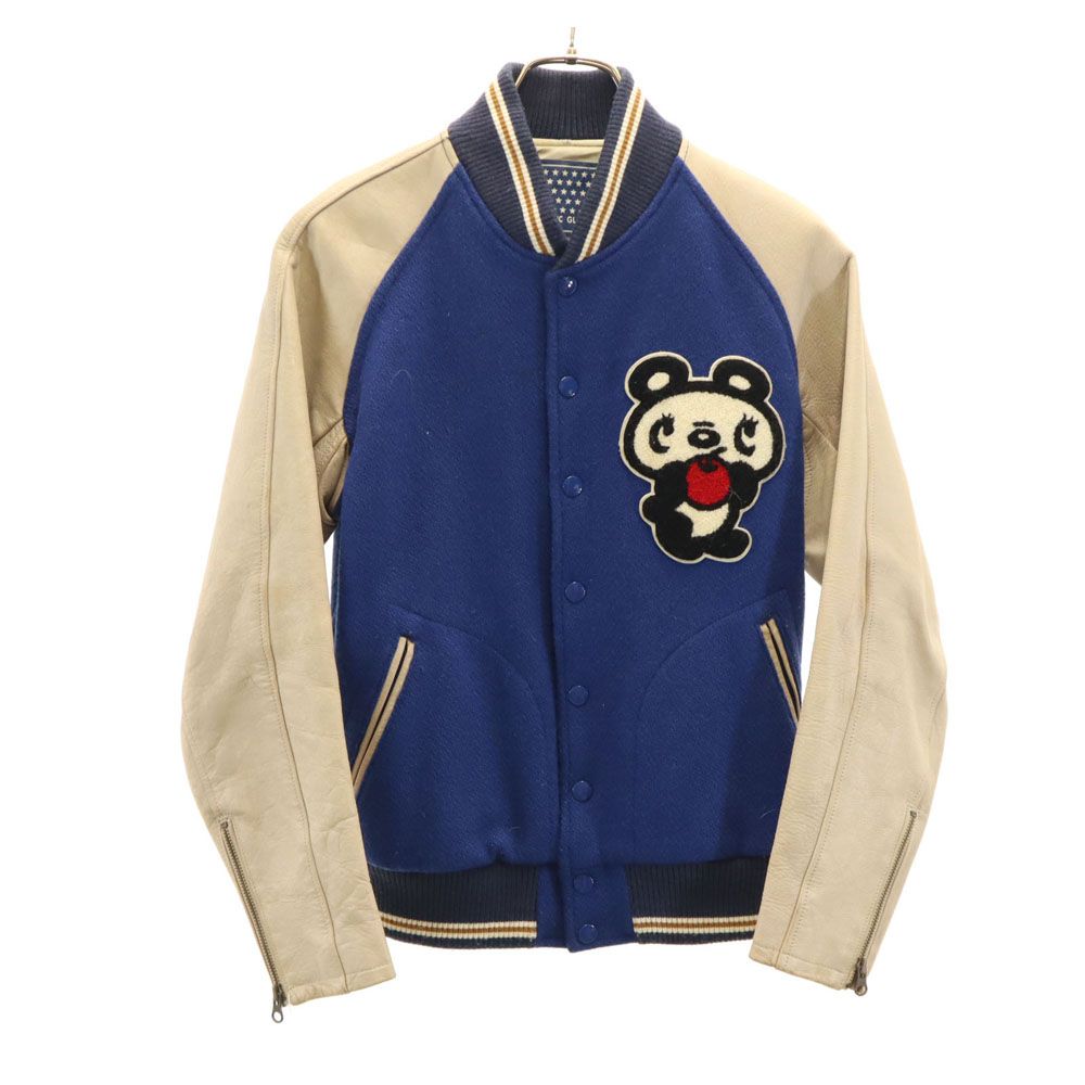 ヒステリックグラマー 牛革レザー切替 スタジャン 青紺 HYSTERIC GLAMOUR レディース