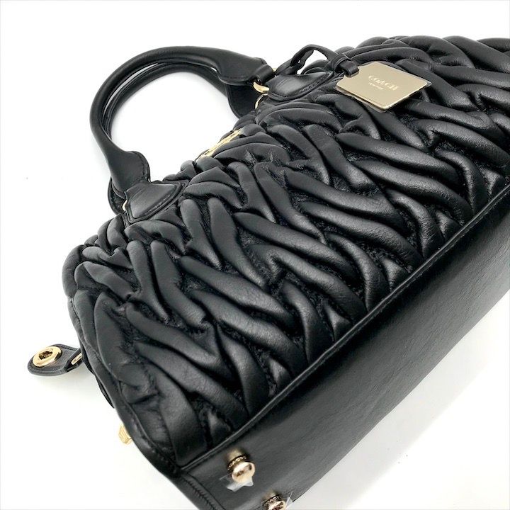 展示品 COACH コーチ ギャザー キルテッド レザ－ ブラック 2WAY ハンド ショルダー バッグ レディース k3456 展示品 COACH コーチ ギャザー キルテッド レザ－ ブラック 2WAY