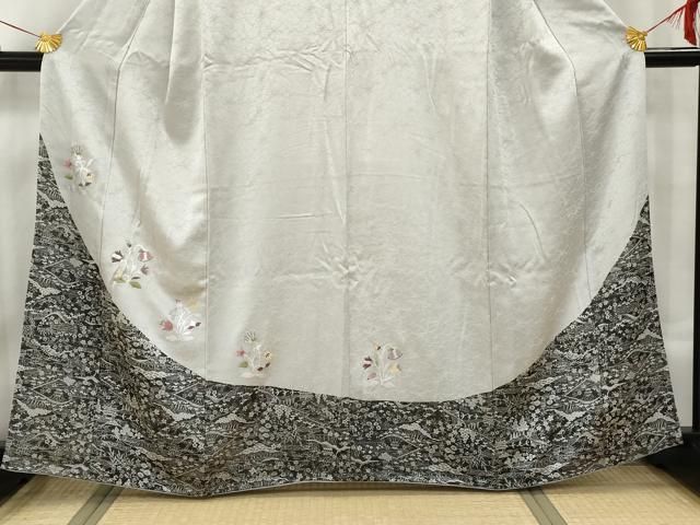 平和屋着物□訪問着 刺繍 草花文 金銀彩 正絹 逸品 AAAQ9429gw 平和屋着物□訪問着 刺繍 草花文 金銀彩 正絹 逸品 AAAQ9429gw
