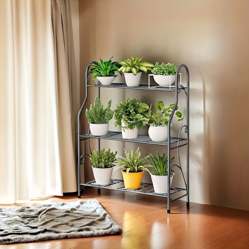 ガーデンラック ガーデン おしゃれ プランターラック 多機能 三段 鉄製 収納ラック 屋内 屋外兼用 リビング バルコニー ガーデン 庭 ベランダ 玄関先 フラワースタンド 花壇 鉢置き 鉢スタンド 整理整頓 陳列 おしゃれ エレガント ダークグレー STEELWINDOWSANDDOORS_COM