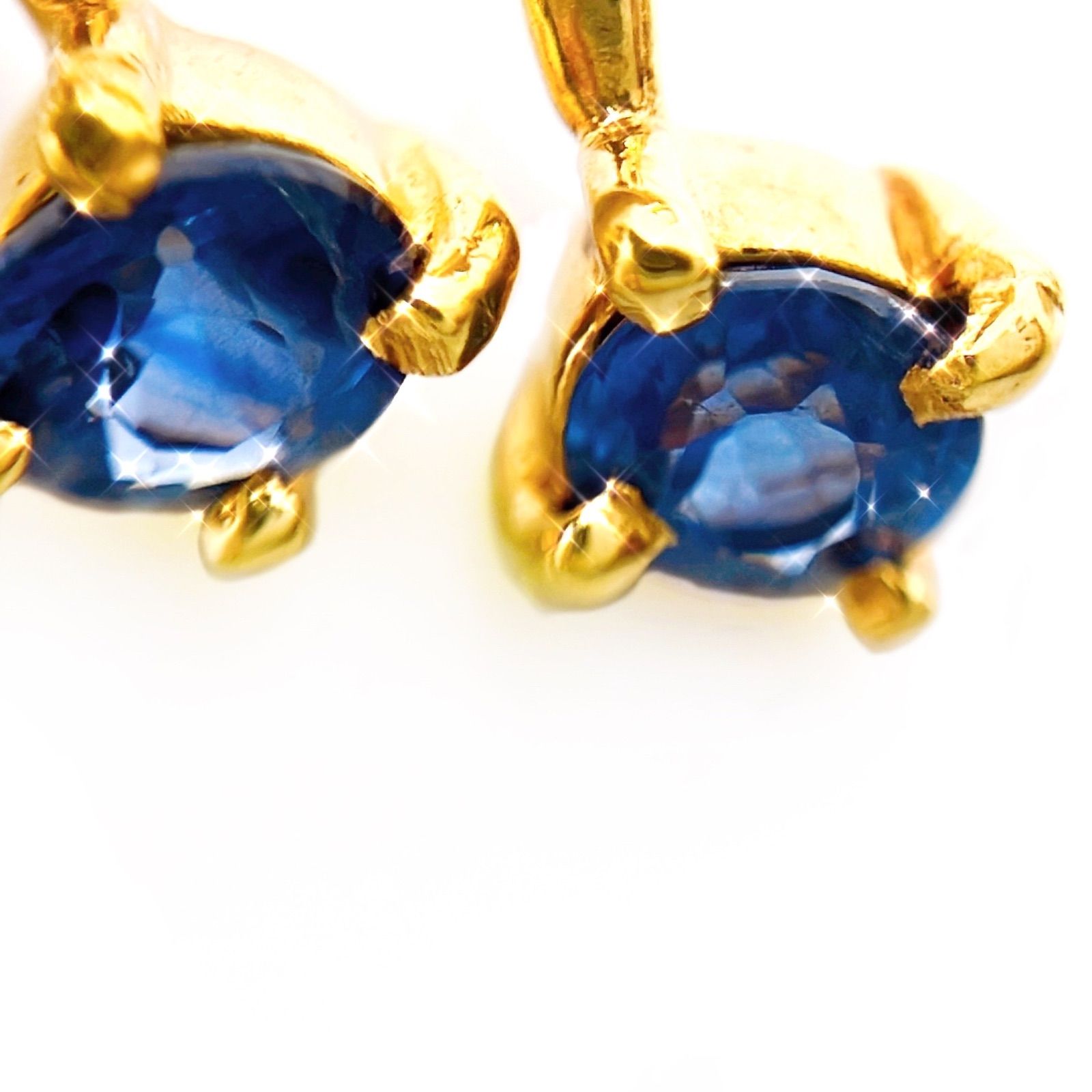 k18yg サファイア ダイヤモンド デザイン ピアス 青 ゴールド ジュエリー ブルー 宝石 18金イエローゴールド 豪華 ゴージャス ひねり ヒネリ