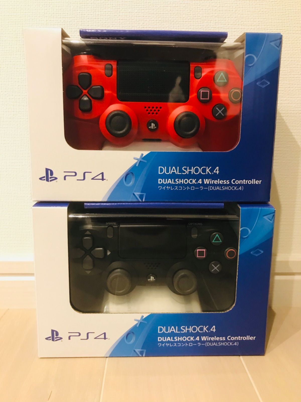 PS4 純正ワイヤレスコントローラー【マグマレッド・ブラック】各1台