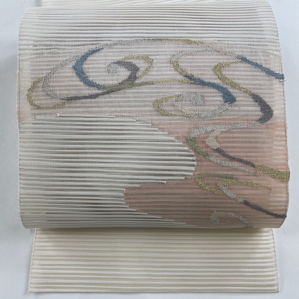 名古屋帯 美品 秀品 夏帯 絽 八寸名古屋帯 松葉仕立て 流水 霞