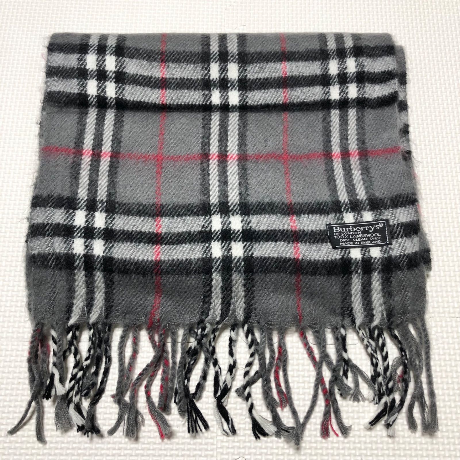 Burberry 100%LAMBS WOOL マフラー　グレーノバチェック Burberry 100%LAMBS WOOL マフラー グレーノバチェック Burberry