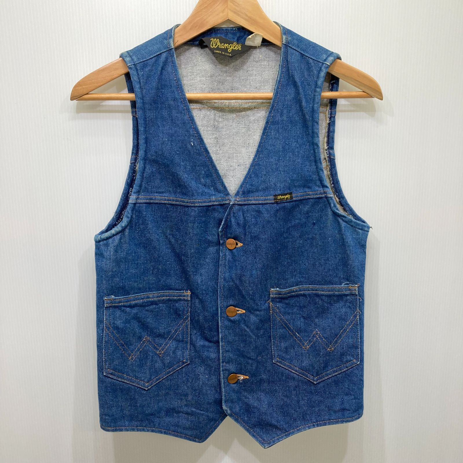 Wrangler デニムベスト Sサイズ インディゴブルー USA製 80's vintage
