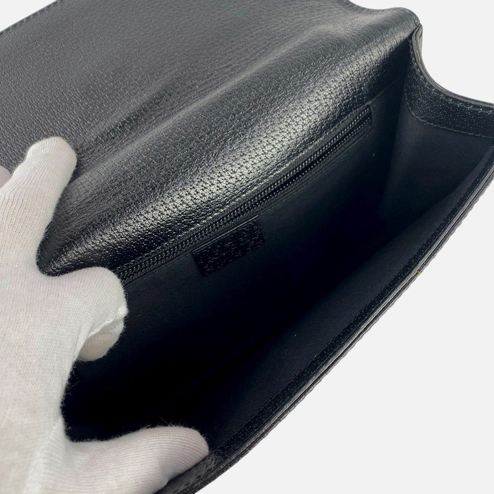 美品 グッチ クラッチ セカンド バッグ レザー ブラック 131213