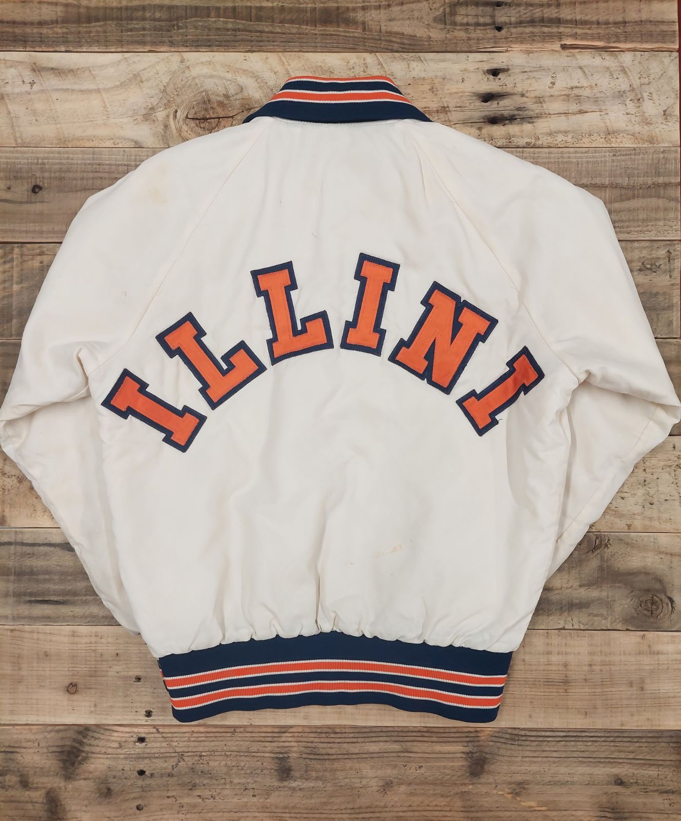 70's ILLINIワッペン ナイロンスタジャン 実寸Mサイズ～Lサイズ位