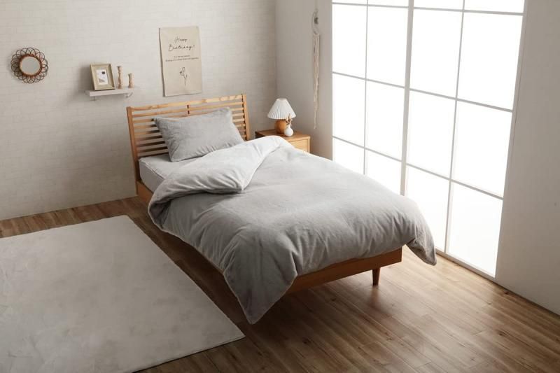 イケヒコ 寝具 ふとん ラピアス 掛け布団カバー 約150×210cm シングル パールグレー 無地 エコ フェイクファー 洗える 冬用 あったか おしゃれ 1597239