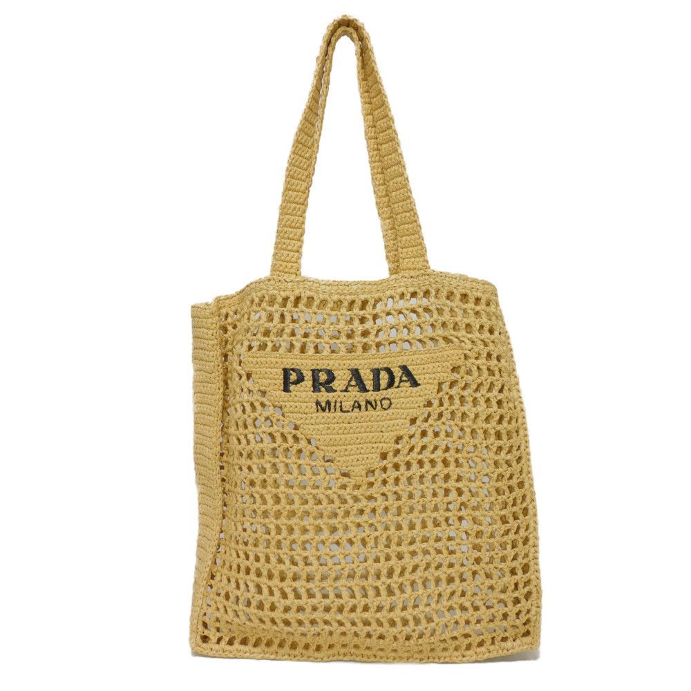 PRADA かごバッグ ストロー ナチュラル トートバッグ プラダ
