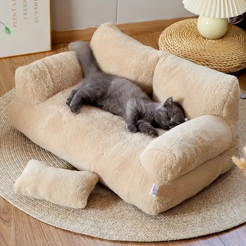 ペットソファー ペットベット 猫クッション 小動物 猫 犬 小型 中型 ソファー ペット用品 ベッド マット かわいい やわらかい 滑り止め 通気性 ふわふわ 秋冬 コーヒー