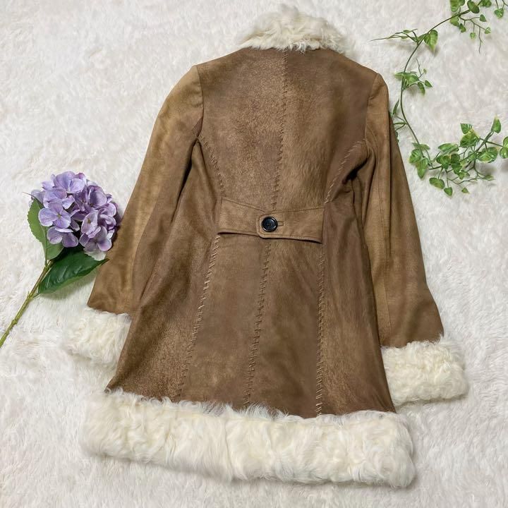 羊革 羊革毛皮 グレースコンチネンタル ロングムートンコート レザー