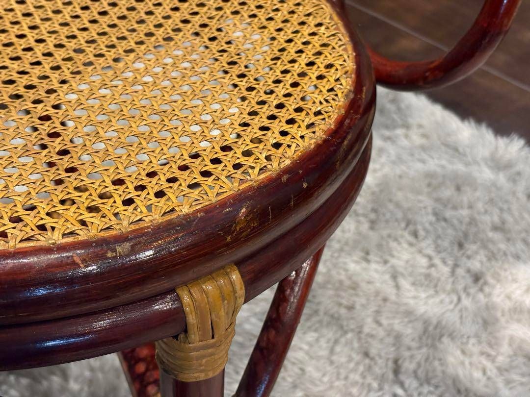 ヴィンテージラタン籐ハイバックチェアカゴメ編みクラシック2脚RZ