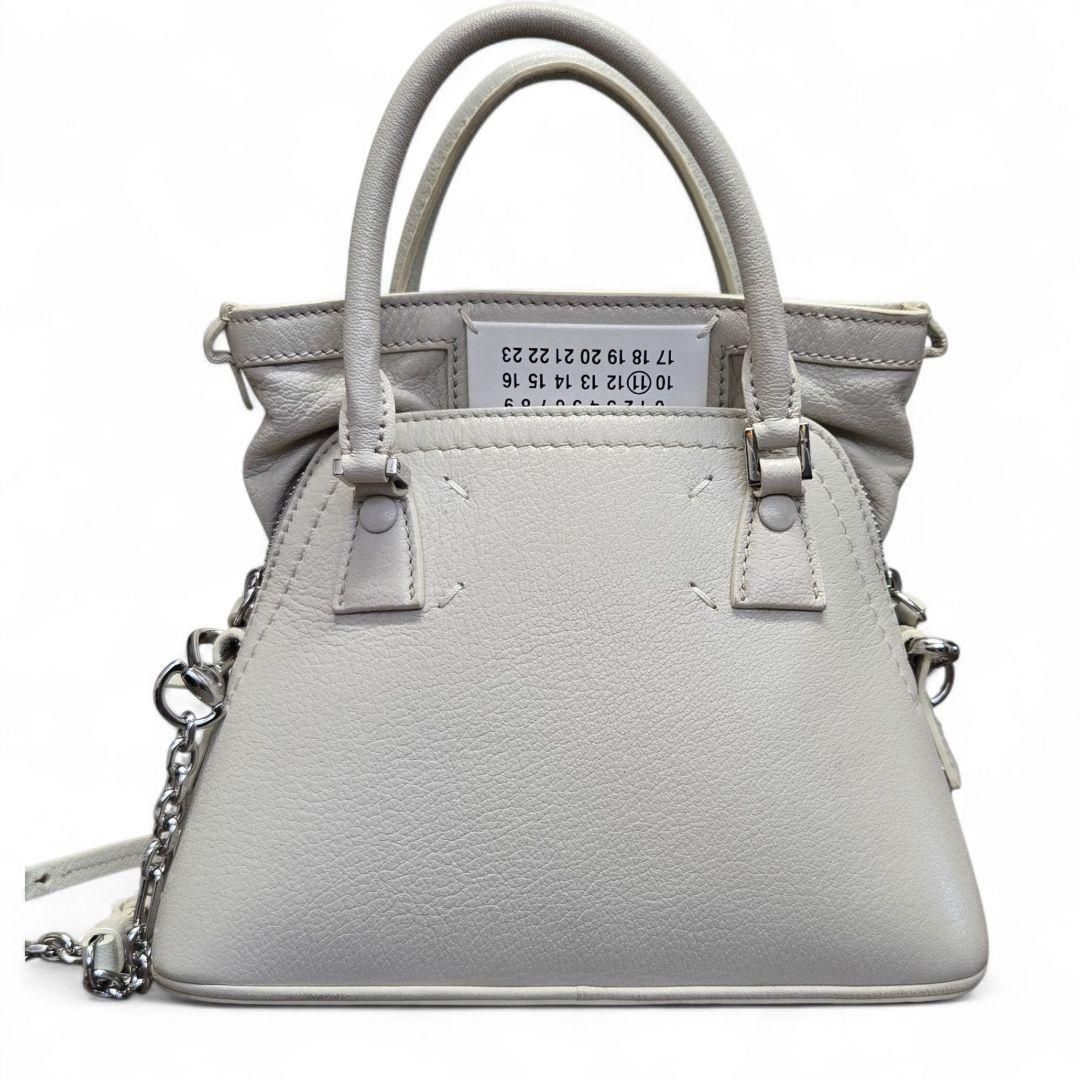 メゾンマルジェラ 5AC マイクロ オールレザー チェーンショルダーバッグ ホワイト 白