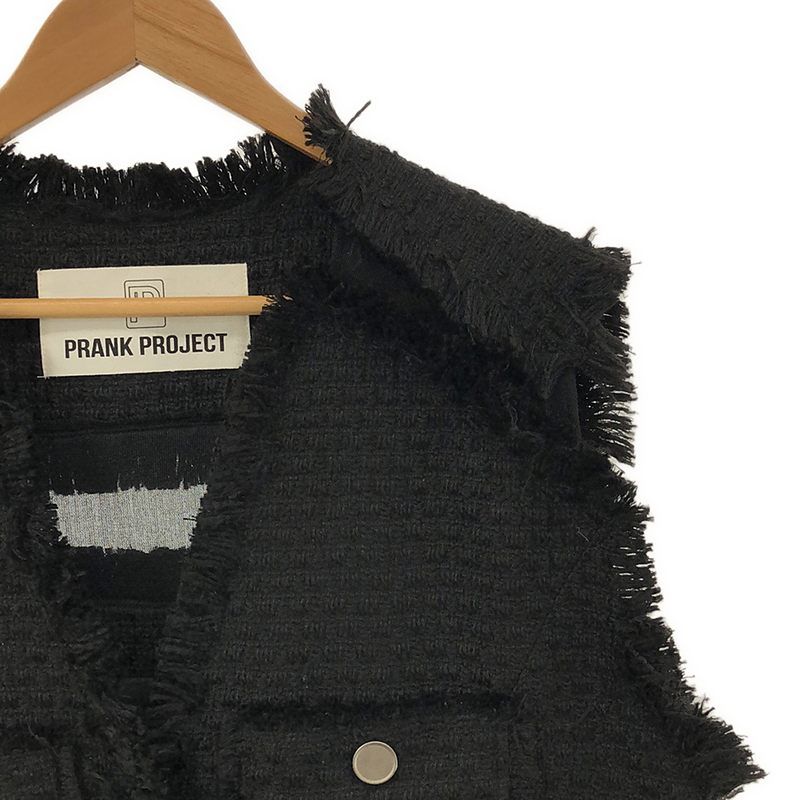 PRANK PROJECT / プランクプロジェクト | Damaged Fringe Tweed Gilet ベスト | FREE | ブラック | レディース PRANK PROJECT（プランクプロジェクト）の「ダメージフリンジツイード