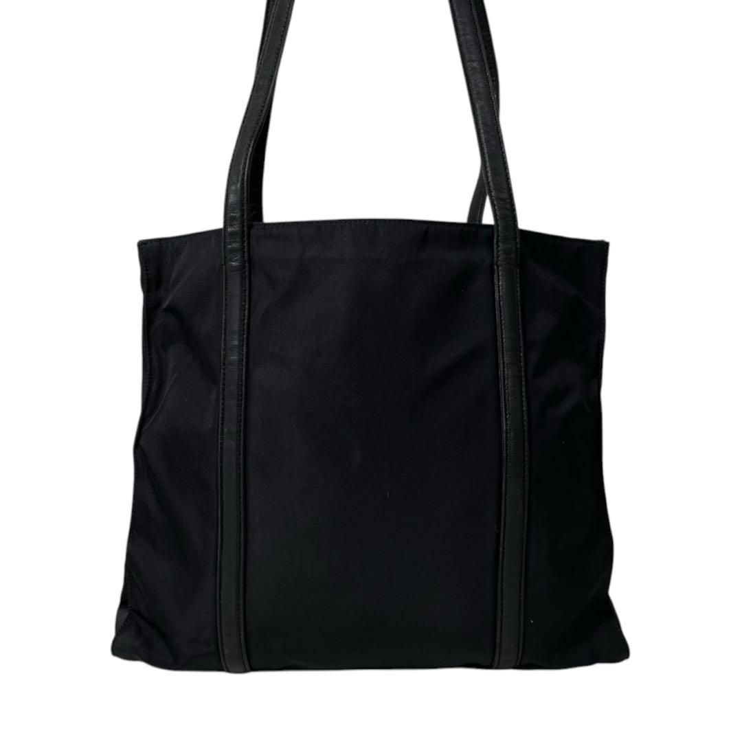 希少 プラダ ナイロン レザー 三角ロゴ トートバッグ ブラック ステッチ 黒 価格交渉/質問大歓迎♪】希少 PRADA プラダ ナイロン レザー トート